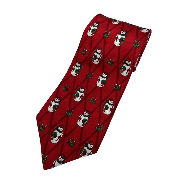 Hallmark‎ Holiday Traditions Red Snowman Silk Tie L 57.5" W 4" - Picture 1 of 5